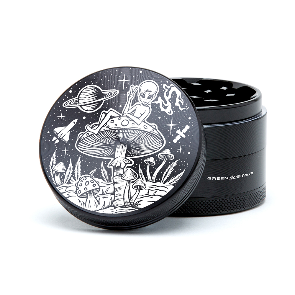 Green Star | 2.5" (63mm) Grinder - Alien on Mushrooms Design_0