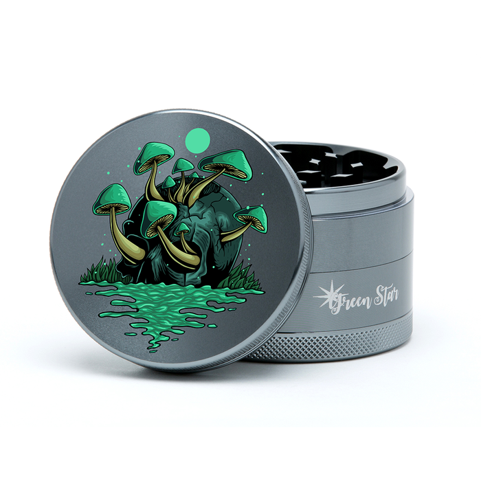 Green Star | 2.5" (63mm) Grinder - Mushroom Skull Design_0