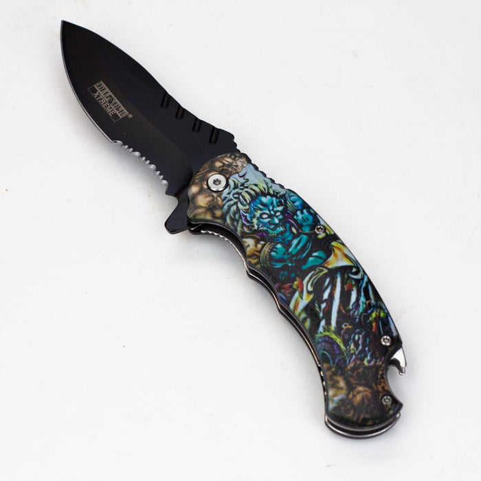 Defender Xtreme - 8.5 Devil Warrior Folding Knife with belt clip [13173]_0