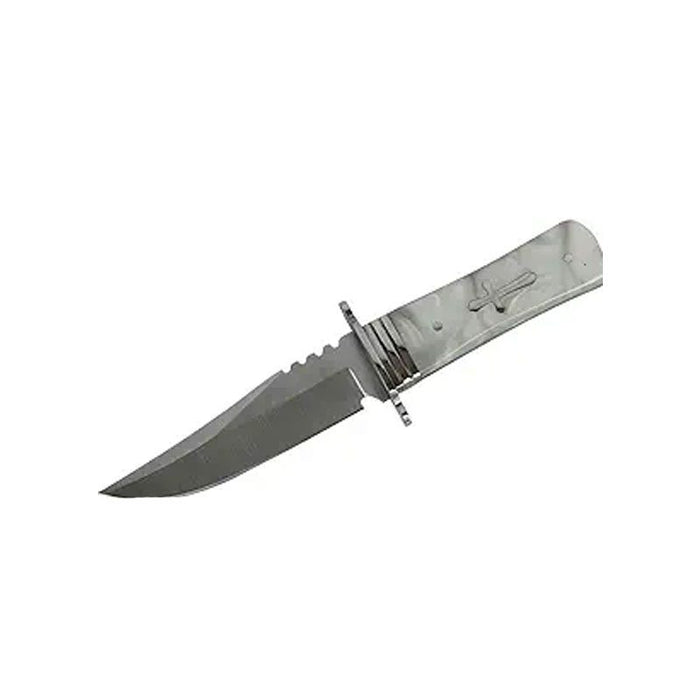 Defender-Xtreme | 8″ Grey Titanium Coated Ball Baring Folding Knife With Leather Sheath [14388]_0