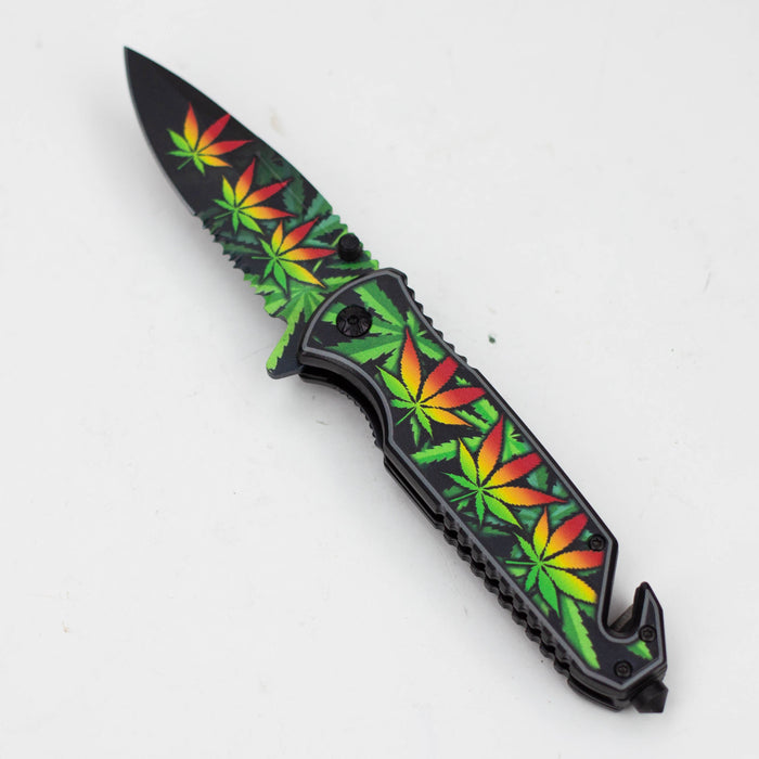 8" Leaves - Folding Knife W/ Belt Cutter_1