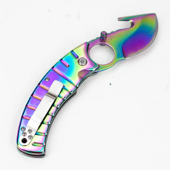 Hunt Down 9" Rainbow  Pattern Tactical - Folding Knife [9812]_2