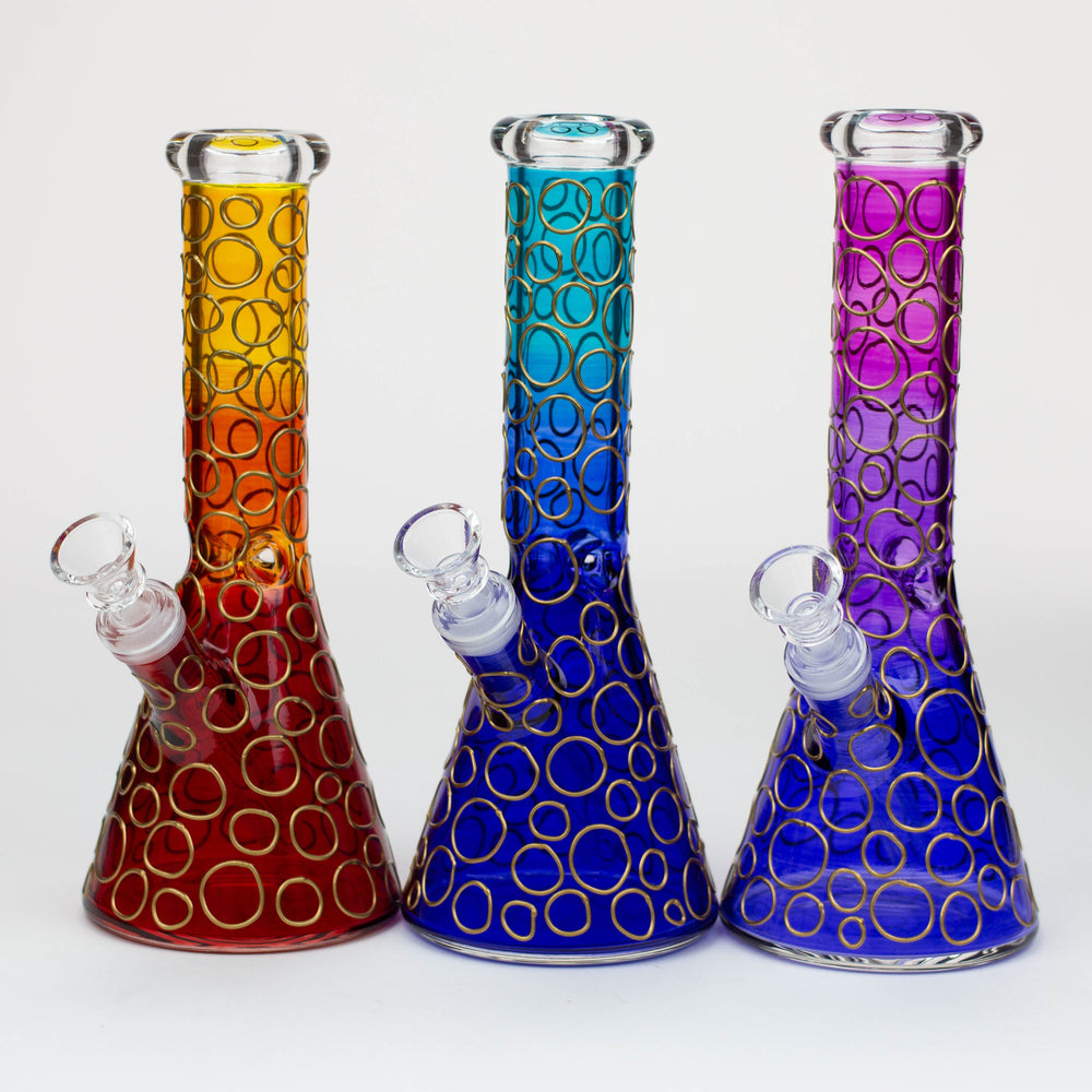 10" 3D Texture color dots beaker glass bong [HD20]_0