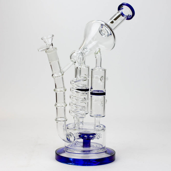 13" Infyniti Coil, dual honeycome and flower diffuser glass recycler bong_5