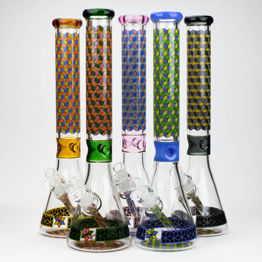 18" Cubic Pattern 7 mm glass water bong_0