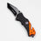 8" Two Tone  Blade Orange & Black- Folding Knife Aluminum  Handle With Belt Cutter [13943]_0