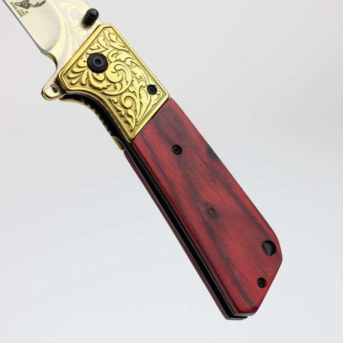 The Bone Edge  8.5" Rose wood Handle - Folding Knife [13023]_2