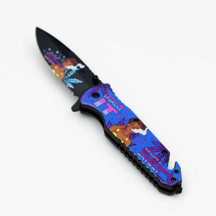 8.5" Lady Design - Folding Knife W/ Belt Cutte_3