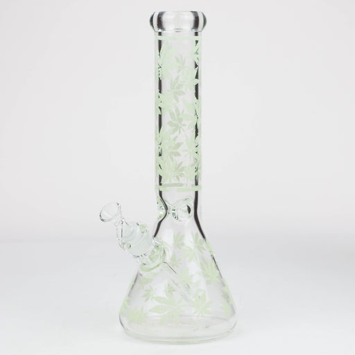 14" Leaf Pattern glow in the dark / 7mm / glass beaker bong [CH-106]_1