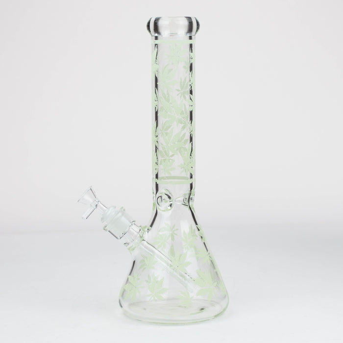 14" Leaf Pattern glow in the dark / 7mm / glass beaker bong [CH-106]_2