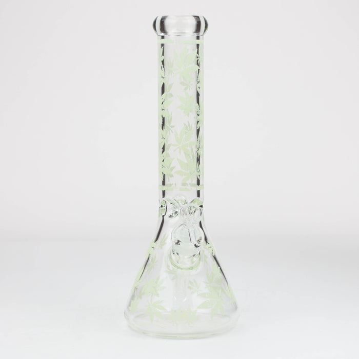 14" Leaf Pattern glow in the dark / 7mm / glass beaker bong [CH-106]_3