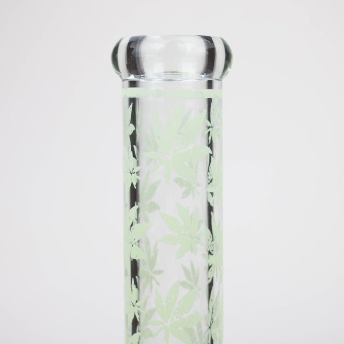 14" Leaf Pattern glow in the dark / 7mm / glass beaker bong [CH-106]_4