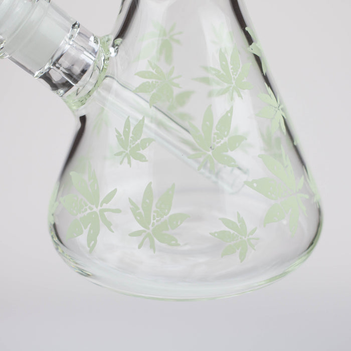 14" Leaf Pattern glow in the dark / 7mm / glass beaker bong [CH-106]_7