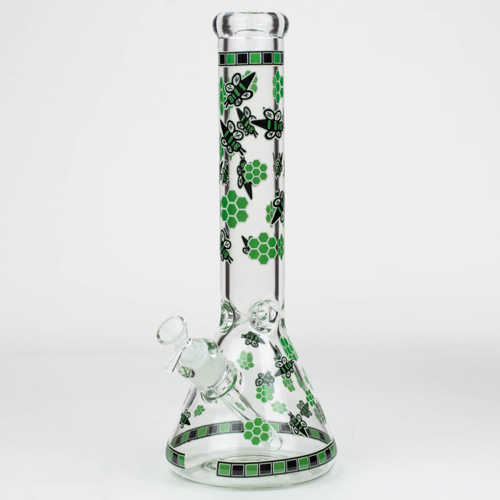 14" Honey bee glow in the dark / 7mm / glass beaker bong [A25]_3