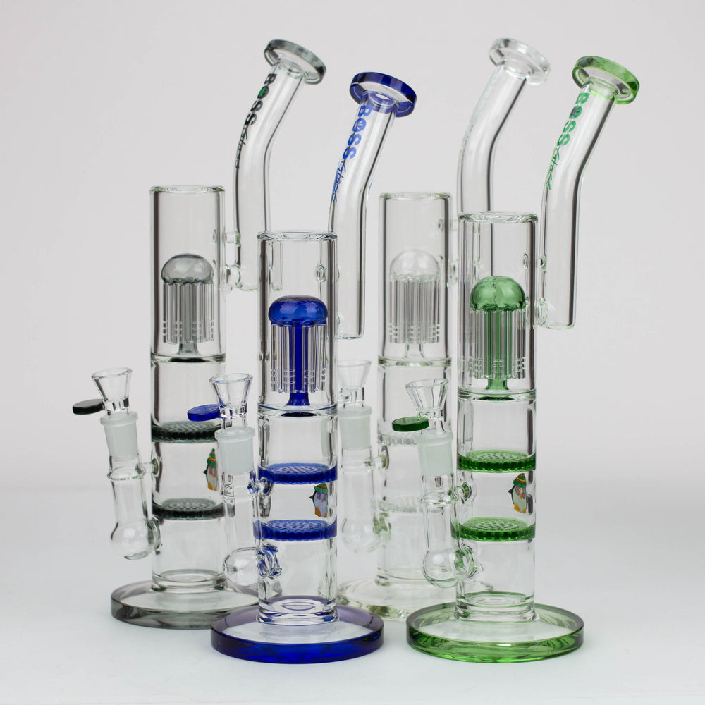 16" tree arm percolator and honeycomb diffuser glass bong [B8]_0