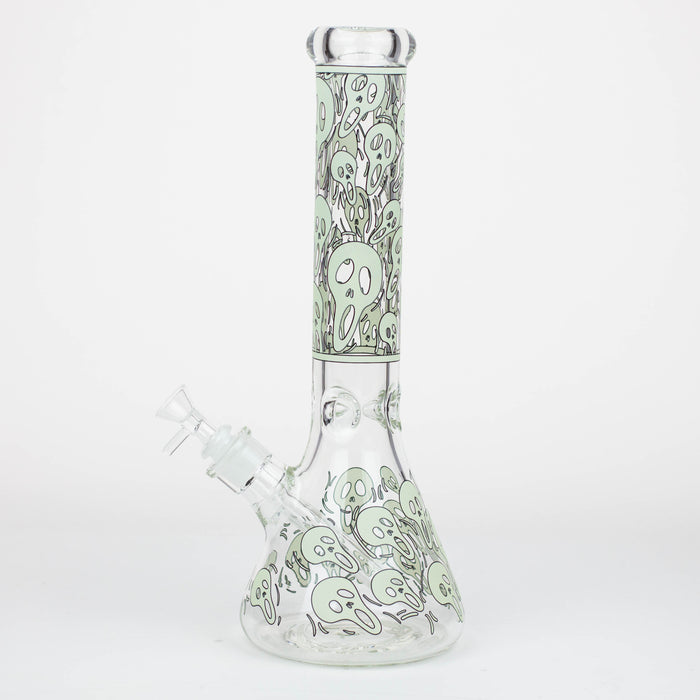 14" Ghost Pattern glow in the dark / 7mm / glass beaker bong [CH-105]_2