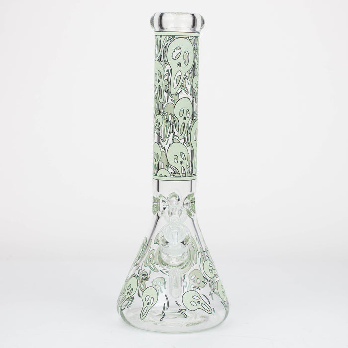 14" Ghost Pattern glow in the dark / 7mm / glass beaker bong [CH-105]_3