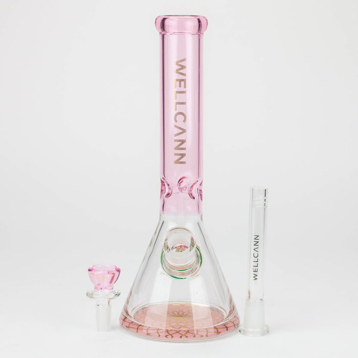 10" WellCann Coloured glass beaker bong with wide mouth - Pink_8