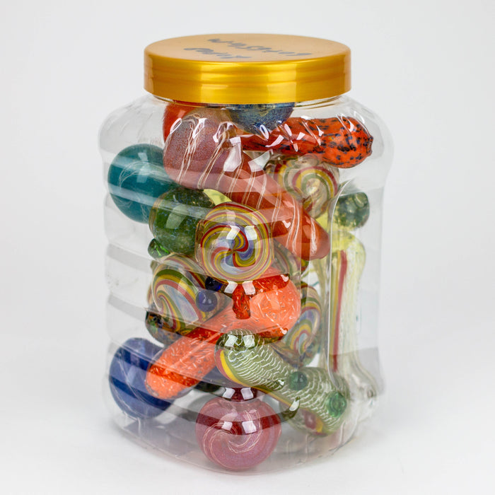 3.5” Assorted design Soft glass hand pipe Jar of 20_2