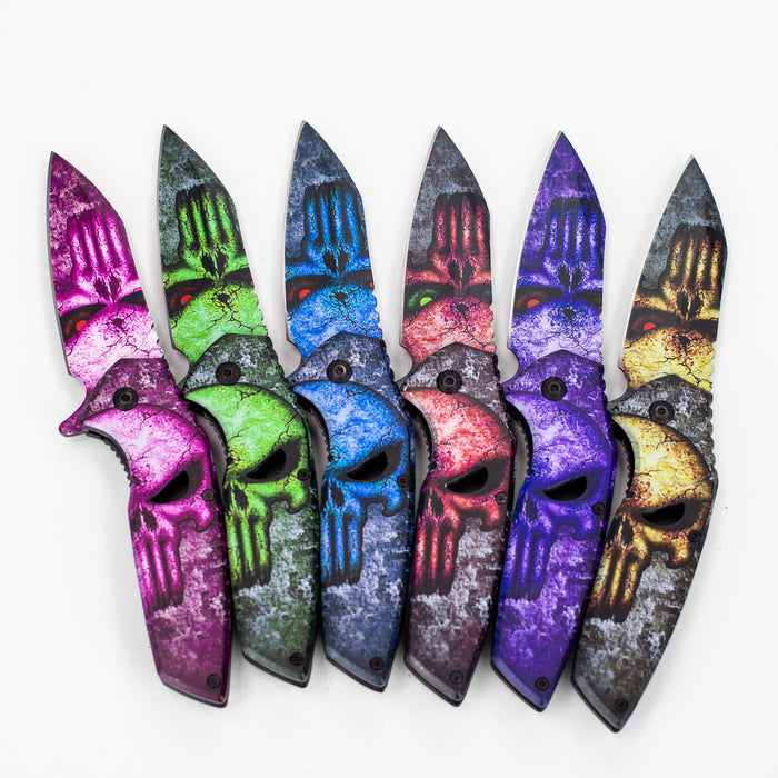 8″ Tiger-USA® Skull Folding Knife Purple  [SJ-1041]_0