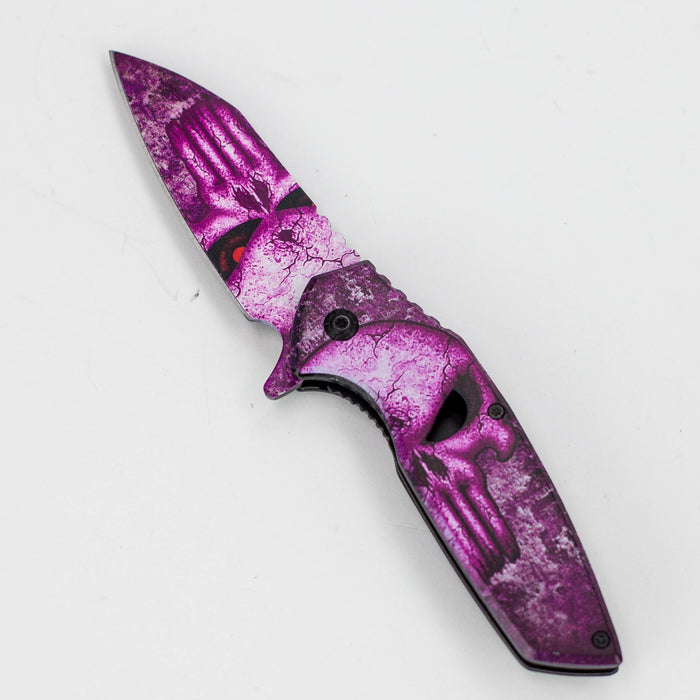 8″ Tiger-USA® Skull Folding Knife Purple  [SJ-1041]_5