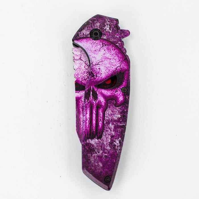 8″ Tiger-USA® Skull Folding Knife Purple  [SJ-1041]_8