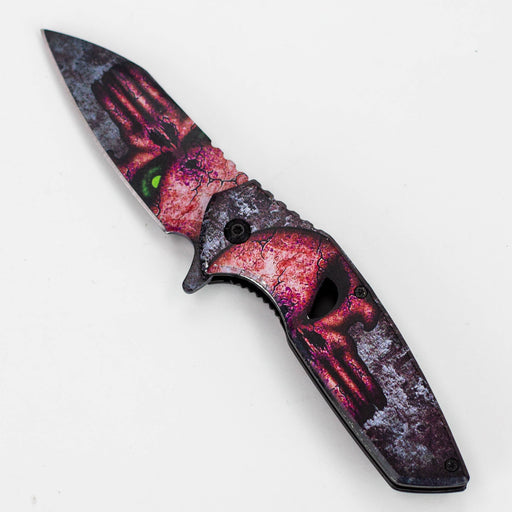 8″ Tiger-USA® Skull Folding Knife Purple  [SJ-1041]_1