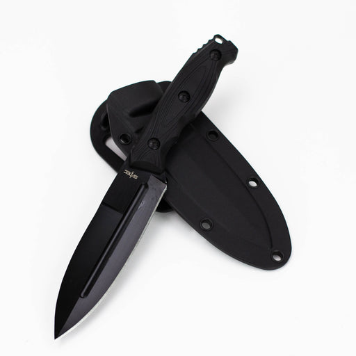 9″ Fixed Blade Full Tang Knife w/ ABS Swivel Sheath [T25146BK]_0