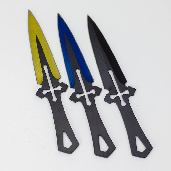 6.5″ Throwing Knife with Sheath 3PC SET Blue/Gold/Black [T00502-2]_2