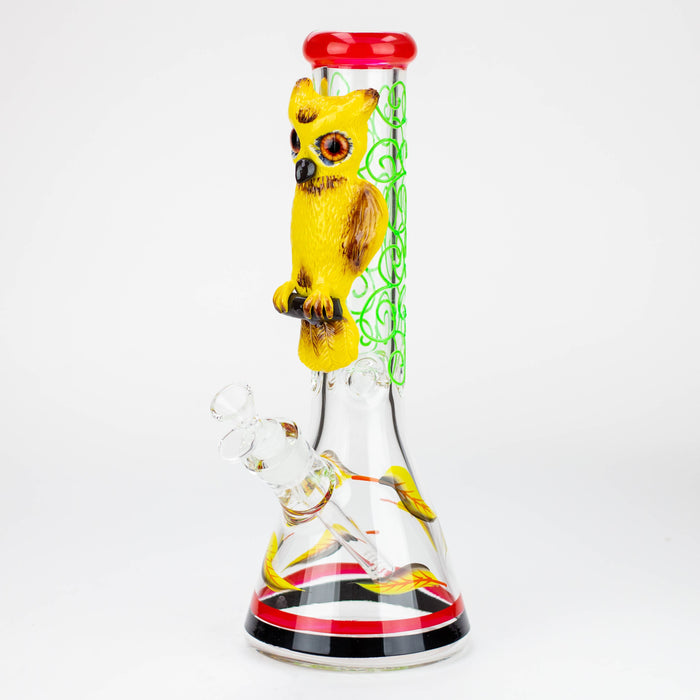 14" Resin 3D Glow in the dark artwork 7mm glass beaker water bong [GB208]_1