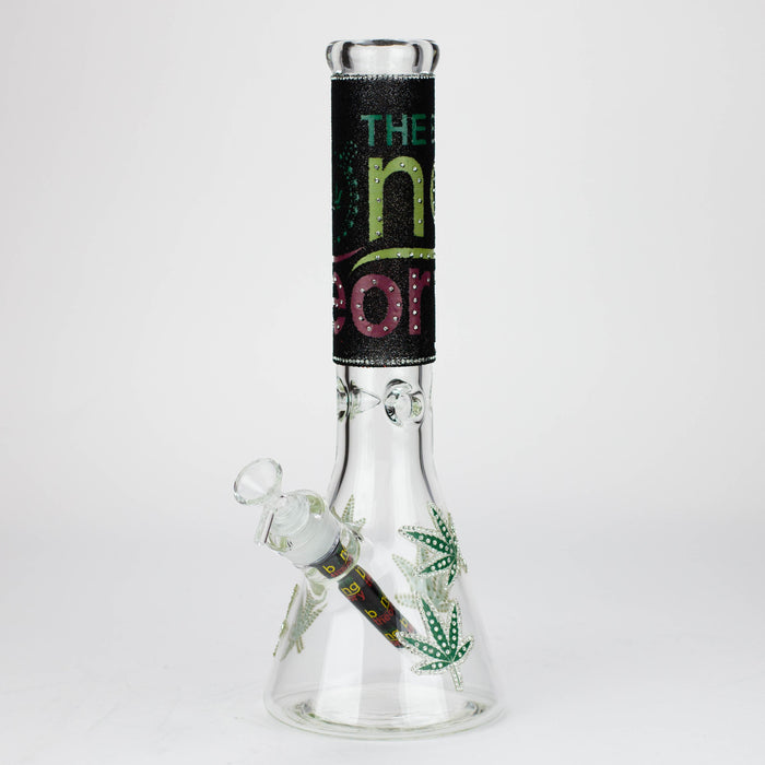 14" Graphic with cubic zirconia decor 7mm glass beaker water bong [AK32xx]_25