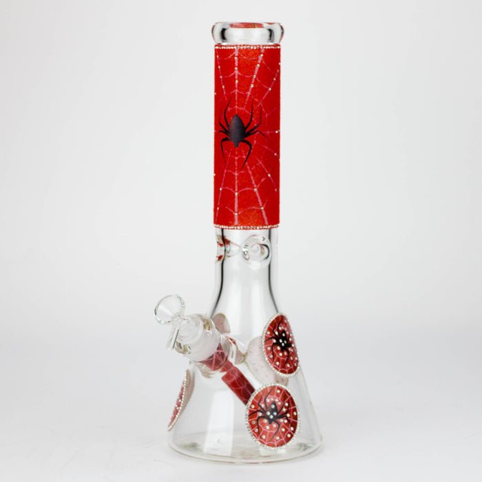 14" Graphic with cubic zirconia decor 7mm glass beaker water bong [AK32xx]_4