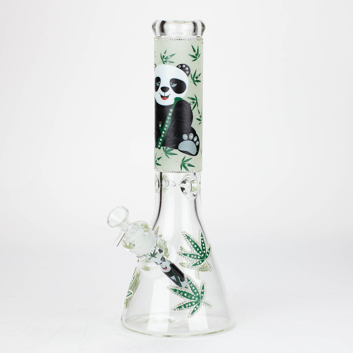 14" Graphic with cubic zirconia decor 7mm glass beaker water bong [AK32xx]_9