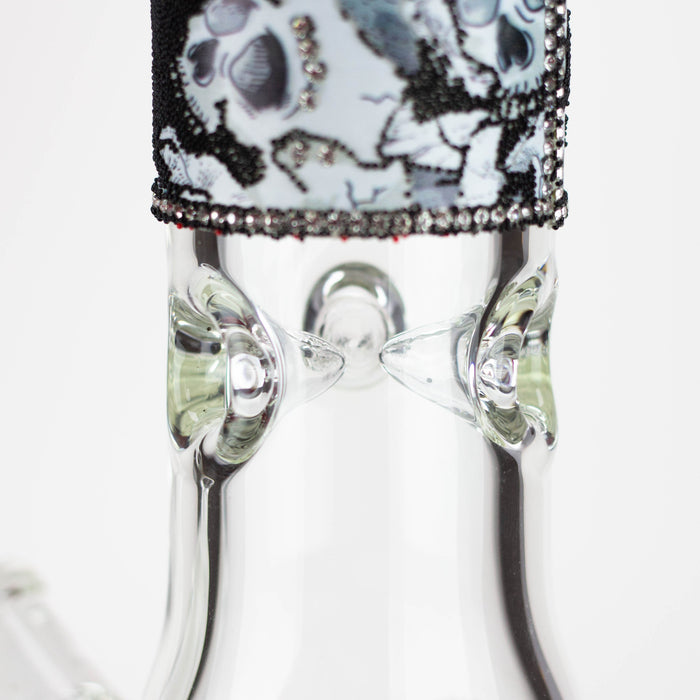 14" Graphic with cubic zirconia decor 7mm glass beaker water bong [AK32xx]_16