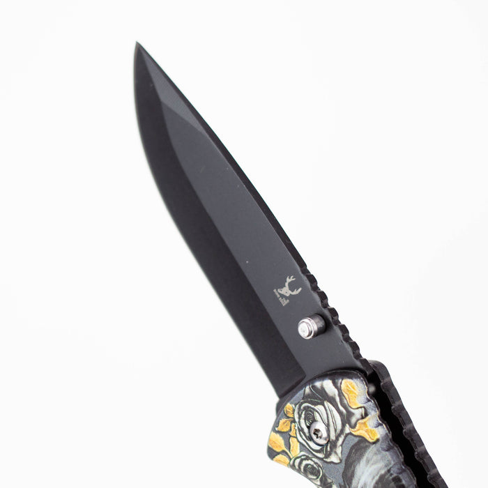 The Bone Edge Skull Wolf Folding Knife 8.5″ Stainless Steel [13250]_3