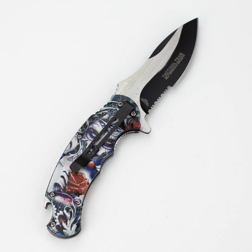 Defender-Xtream  8.5" Women with rose folding knife with bottle opener [13428]_1