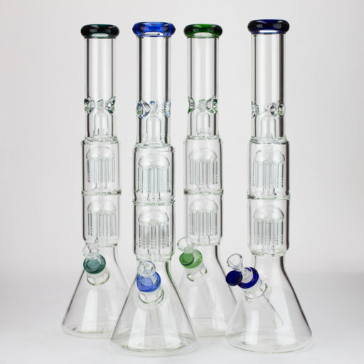 19" Dual 8 arms perc, with splash guard 7mm glass water bong [G11135]_0