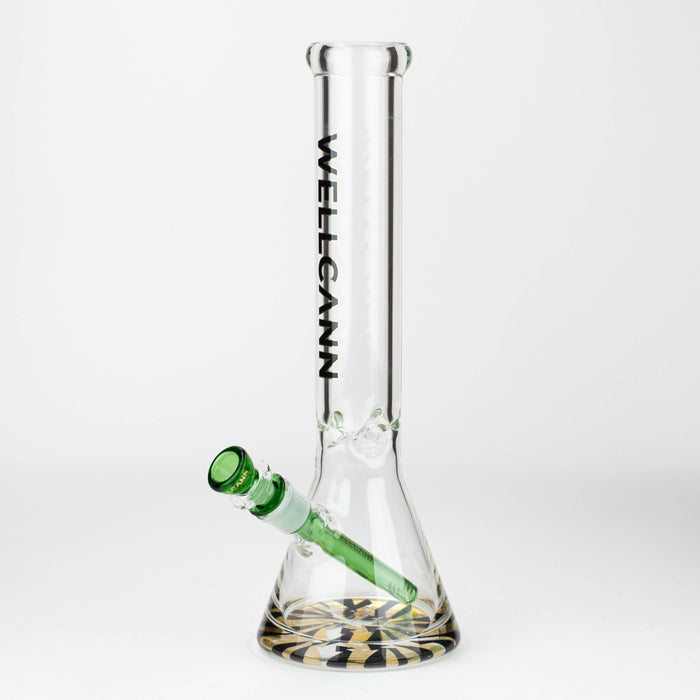 WellCann | 14" 7mm Beaker Bong with Thick Decal Base - Black x Green v2_0