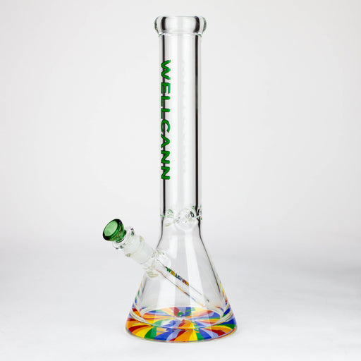 WellCann | 15" 7mm Beaker Bong with Thick Decal Base - Green Rainbow_0