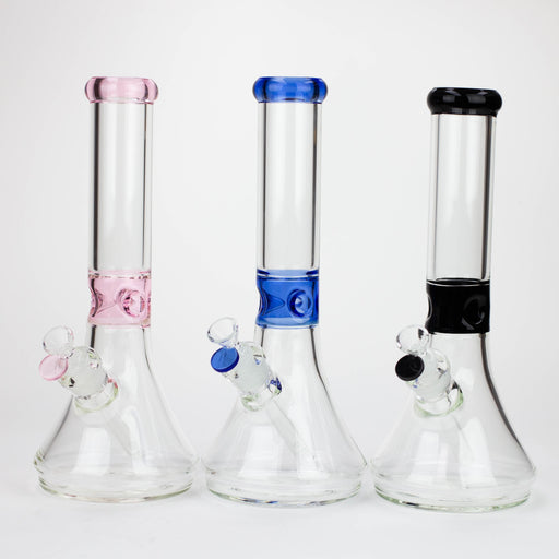 14" Color accented 7 mm glass water bong [BH92x]_0