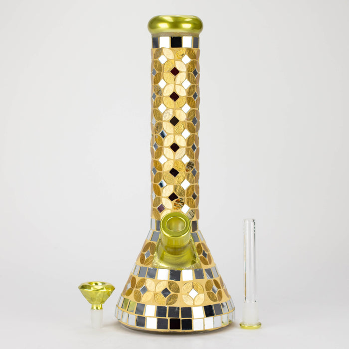 14" Mosaic 9mm glass beaker bong with tree arm percolator [MSAK-2]_8