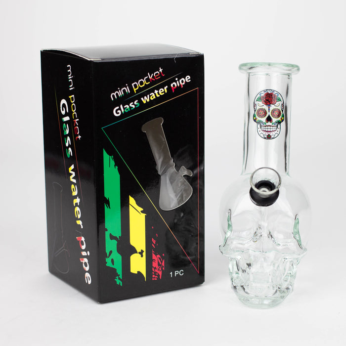 6" Mini Skull base soft glass water bong  [BS11]_1