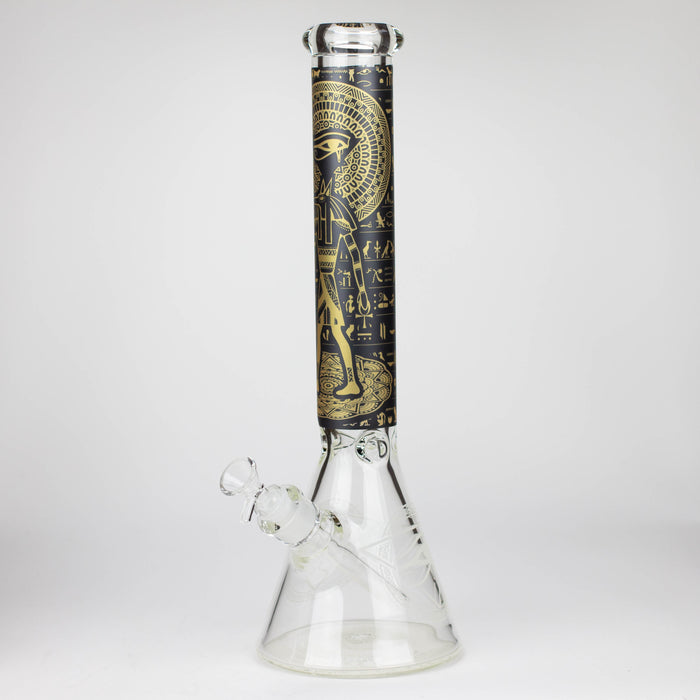 15.5" Egyptian Hieroglyph / 7 mm / Glow in the dark / Glass Bong  [LL034-YLW]_0