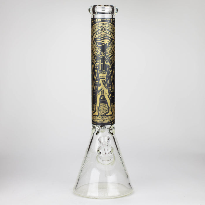 15.5" Egyptian Hieroglyph / 7 mm / Glow in the dark / Glass Bong  [LL034-YLW]_2