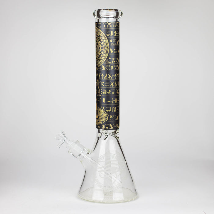 15.5" Egyptian Hieroglyph / 7 mm / Glow in the dark / Glass Bong  [LL034-YLW]_3