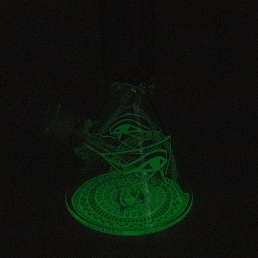 15.5" Egyptian Hieroglyph / 7 mm / Glow in the dark / Glass Bong  [LL034-YLW]_1