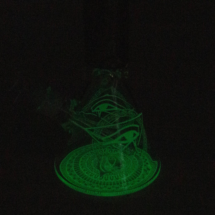 15.5" Egyptian Hieroglyph / 7 mm / Glow in the dark / Glass Bong  [LL034-YLW]_1