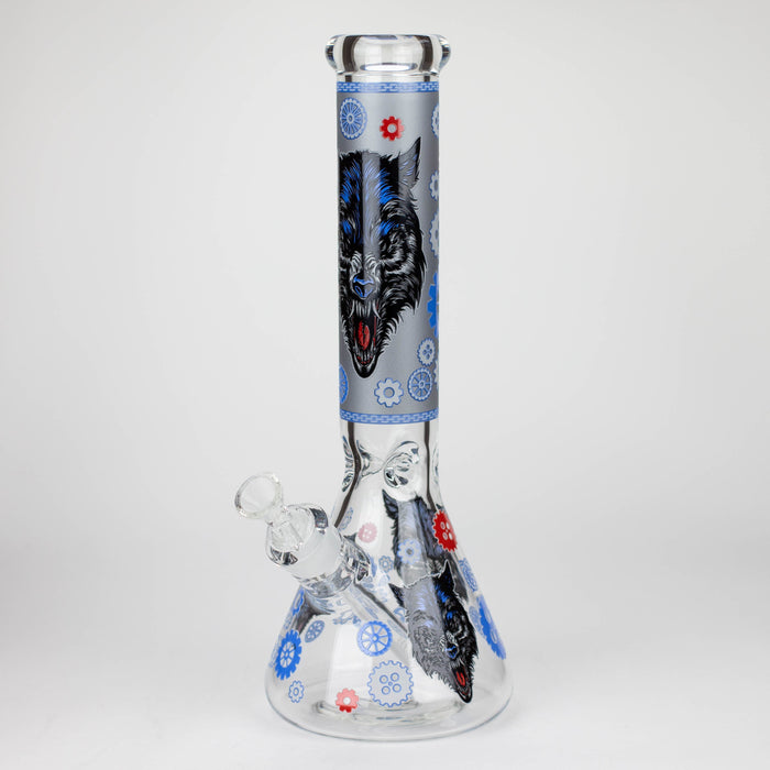 13.5 " JJ WOLF GLOW IN THE DARK GLASS BONG [LL036]_4