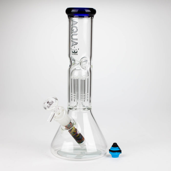 AQUA | 10.5" Single tree arm glass water bong with silicone cap [AQUA202]_16