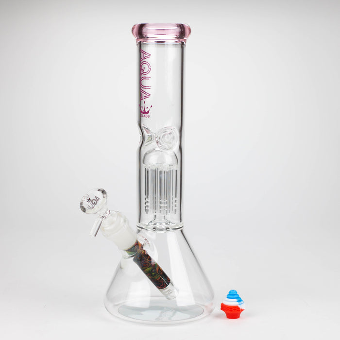 AQUA | 10.5" Single tree arm glass water bong with silicone cap [AQUA202]_18